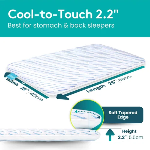 Vista 2 de BLISSBURY Almohada súper fina de 2.2 pulgadas para dormir, almohada plana de espuma viscoelástica premium fría al tacto para dormir boca abajo