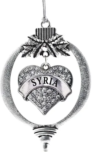 Vista 24 de Inspired Silver Adornos festivos de dije de corazón pave de plata con circonitas cúbicas