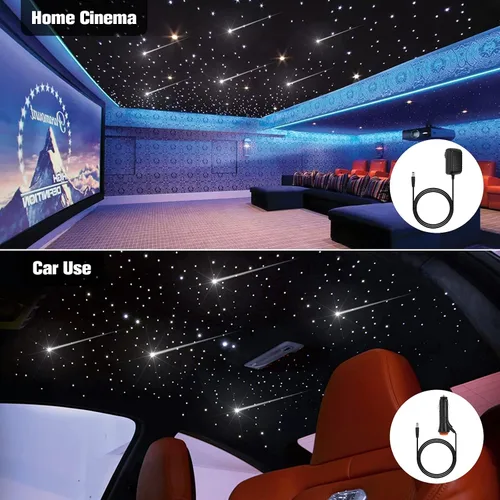 Vista 2 de CHINLY Starlight - Kit de luces de estrella para techo de automóvil, 500 luces de fibra óptica (0.03 pulgadas + 0.04 pulgadas + 0.06 pulgadas) 13.1