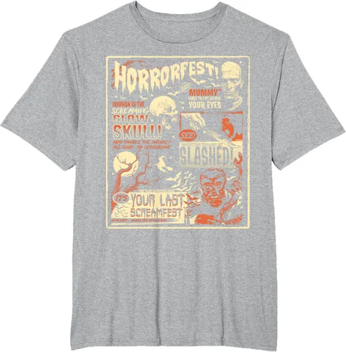 Vista 37 de Vintage Horrorfest Movie Poster Terror Old Time Halloween Camiseta S Negro