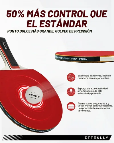 Vista 2 de Ping Pong Paddles with Balls - Better Control & Sticky Inverted Rubber - Table Tennis Paddles Set for Indoor & Outdoor