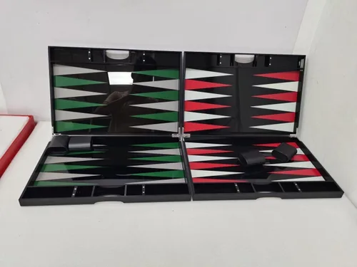 Vista 3 de Lucite - Juego de backgammon acrílico de 18 pulgadas, tablero y piezas prémium (negro/rojo)