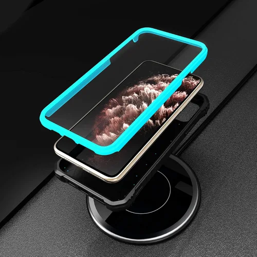 Vista 6 de ExoGuard Funda para iPhone 11 Pro Max, funda de goma a prueba de golpes de cuerpo completo, protector de pantalla integrado con soporte para iPhone
