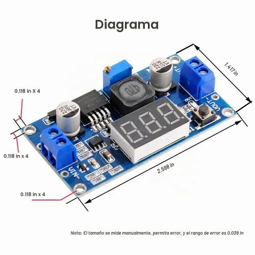Vista 5 de LM2596 - Módulo convertidor ajustable de CC a CC de 4-40 V a 1,25 a 37 V, regulador de voltaje con pantalla LED de voltímetro 3A, tablero reductor