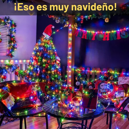 Vista 8 de Ollny Luces de Navidad para exteriores, 600 LED de 197 pies, luces multicolor para árbol de Navidad IP67, luces de hadas enchufables con control