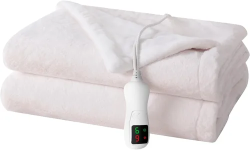 Vista 15 de Manta térmica eléctrica, calentador de manta lavable para el hogar para adultos, calentamiento rápido, franela suave súper acogedora de 50 x 60