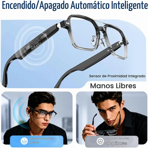 Vista 2 de Gafas inteligentes de aviador para hombres y mujeres, gafas Negro gradiente