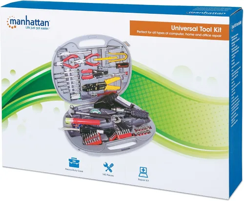 Vista 6 de Manhattan Kit de herramientas para técnicos, 145 piezas (530217) Computer repair set with 57 interchangeable ends, screwdrivers, pliers, wire