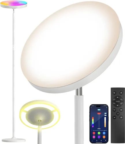 Vista 9 de Keepsmile Lámpara de pie de iluminación doble cara LED con aplicación inteligente 36W/2600LM lámpara de pie alta brillante RGB lámpara de pie