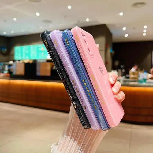 Vista 5 de Funda compatible con Samsung Galaxy S20 FE 5G, diseño de corazón de amor, TPU suave a prueba de golpes, funda protectora brillante con purpurina
