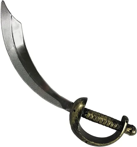 Vista 4 de NOVELTY GIANT WWW.NOVELTYGIANT.COM Accesorio de disfraz de espada pirata de plástico, plata, oro, Plateado, dorado.