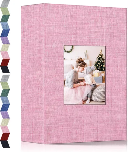 Vista 13 de popotop - Álbum de fotos 4x6 con 100 fotos, libros de fotos con 100 bolsillos verticales, cubierta de lino, álbumes para fotos familiares, de boda