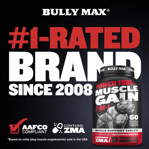 Vista 3 de Comprimidos masticables Bully Max 2 en 1 para construcción muscular para perros - Vitaminas y suplementos para cachorros y perros, suplementos