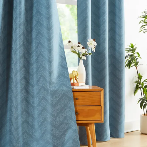 Vista 7 de Cortinas opacas para ventana de dormitorio o sala de estar, elegantes cortinas de ventana con patrón geométrico jacquard con respaldo blanco