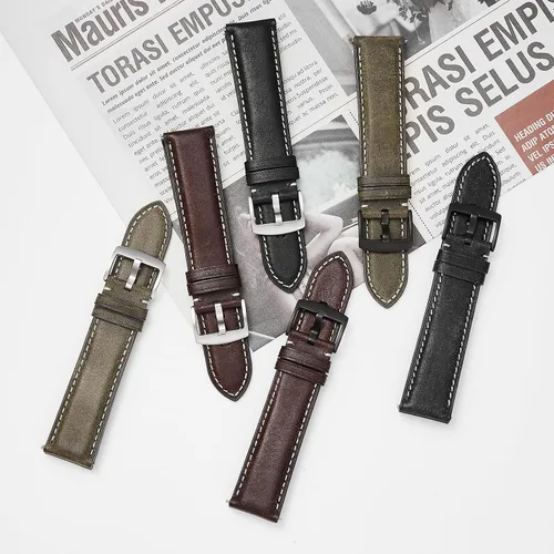 Vista 5 de Genuine Leather Watch Band,Italian Pueblo Cowhide,Quick Release,Silver Buckle,8 Colors,18mm 19mm 20mm 21mm 22mm
