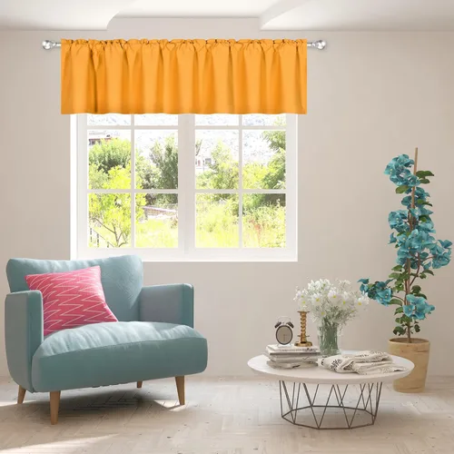 Vista 51 de DECOVSUN Cenefa morada para ventanas de 60 x 18 pulgadas, aislamiento térmico sólido, bolsillo para cortinero, cenefa corta para cocina, cenefa