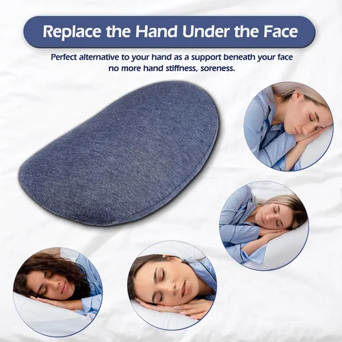 Vista 3 de Mini almohada de espuma viscoelástica para mejillas y cuello para comodidad del sueño, color azul Compact ergonomic memory foam pillow supports