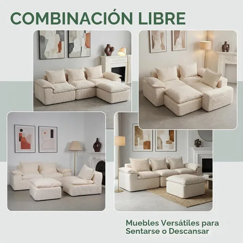 Vista 7 de Sofá en forma de L de 108 pulgadas para sala de estar, sofá convertible en forma de L sin hueso con otomana, sofá comprimido de 3 plazas, sofá