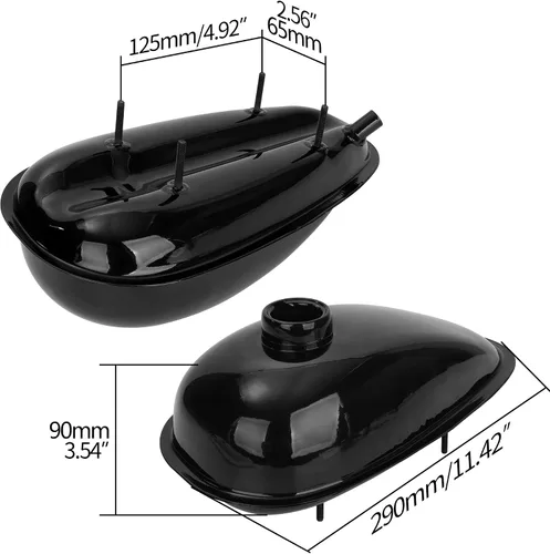 Vista 2 de Tanque de gasolina para mini bicicleta de 2L 0.53 galones con tapa y bujía y petcock y línea de combustible y filtro de combustible para motores