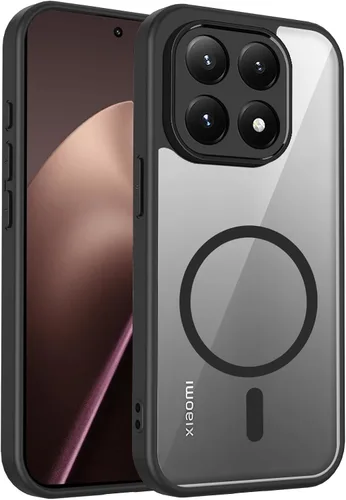 Vista 356 de Funda magnética transparente compatible con Xiaomi 17T, color negro 2 en 1 PC + TPU cubierta de teléfono a prueba de golpes, carcasa protectora