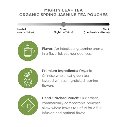Vista 3 de Mighty Leaf Tea Company - Jazmín de primavera de montaña, 15 bolsas de té - 1.32 oz