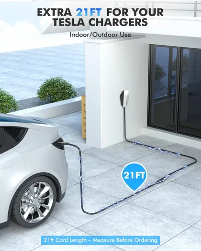 Vista 3 de SEGUMA - Cable de extensión Tesla, 50 A, 20 pies, 240 V, cable de carga NACS EV