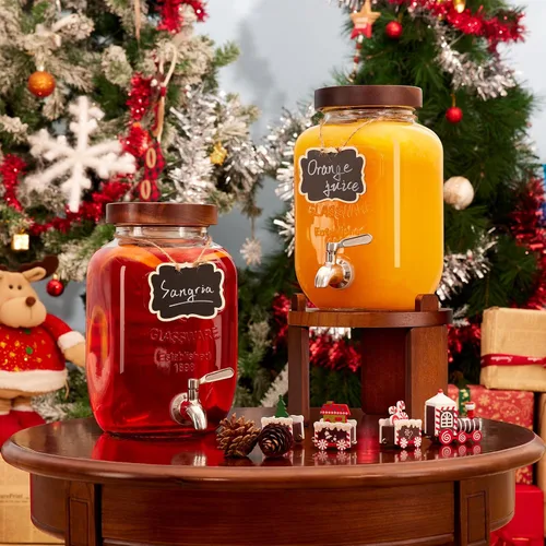 Vista 9 de Dispensador de 1 galón para bebidas en fiestas, dispensador de bebidas de vidrio con soporte, dispensador de agua con espiga de acero inoxidable