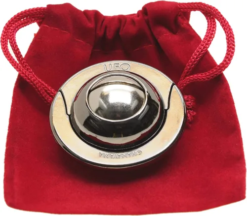 Vista 7 de UFO Hanayama Brain Teaser rompecabezas, nueva versión 2019, clasificación de dificultad de nivel 4, bolsa de terciopelo rojo con cordón, paquete