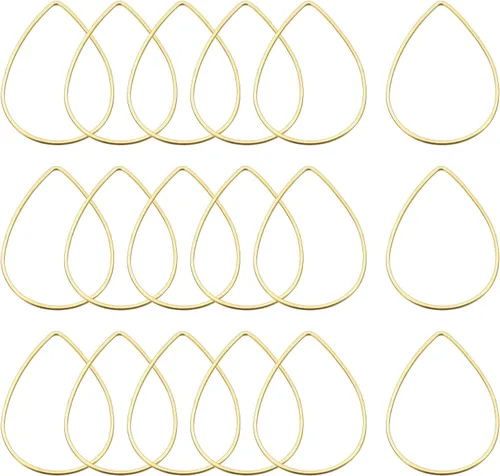 Vista 11 de MECCANIXITY Enlace de aro con cuentas de lágrima, bisel abierto hueco para la fabricación de joyas de aretes