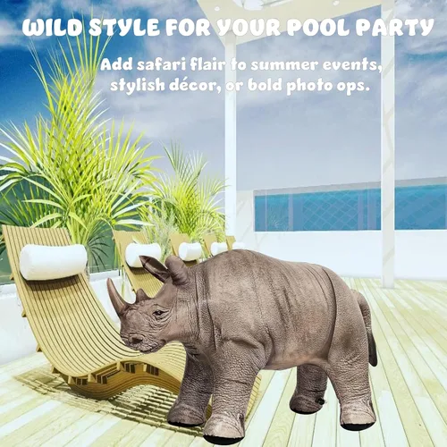 Vista 9 de Jet Creations an-Rhino - Animal inflable de rinoceronte blanco de 36.0 in, decoración de fiesta, accesorio de fotos de animales de peluche
