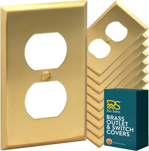 Vista 18 de Rio Salto Placa de pared de metal dorado en latón Placa de salida en blanco Cubierta para tomas de corriente no utilizadas Interruptor de pared de 1