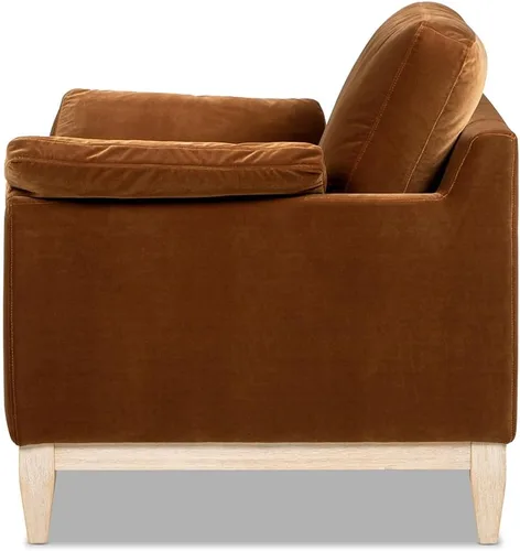Vista 5 de Jennifer Taylor Home - Silla acentuada Pasadena de 36" de ancho, estilo granja moderna, terciopelo de alto rendimiento color naranja quemado
