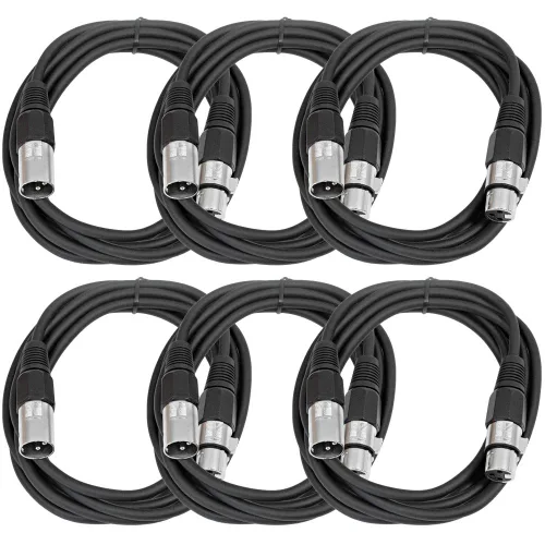Vista 55 de SEISMIC AUDIO - SAXLX-2 - Paquete de 6 cables de conexión XLR macho a XLR hembra de 2 pies - Equilibrados - Cables de conexión de 2 pies