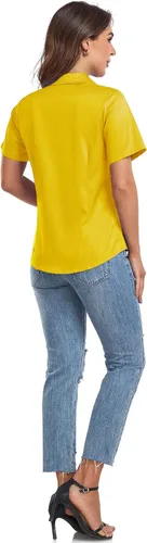 Vista 6 de Camisas de manga corta con botones para mujer, ajuste holgado, casual, formal, elástica, para verano