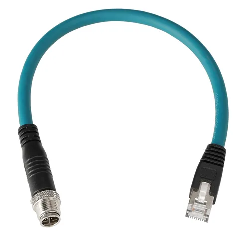 Vista 7 de M12 Ethernet 8 Pin X-Code RJ45 CAT-7e GigE Cable para cámara Basler Cognex Vision Sensor Lector de Código de Barras PLC Router Switch Red 1M