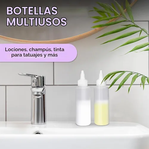 Vista 4 de BRIGHTFROM Botellas aplicadoras con tapa giratoria, botellas de plástico vacías de 2 onzas, recargables, boquilla de apertura/cierre, multiusos