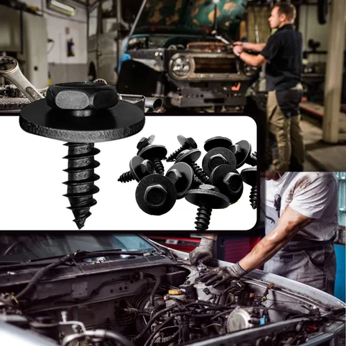 Vista 5 de 20 piezas de cabeza hexagonal Tornillo Parachoques Cubierta de revestimiento trasero Cubierta inferior del capó Escudo 07147129160 Compatible
