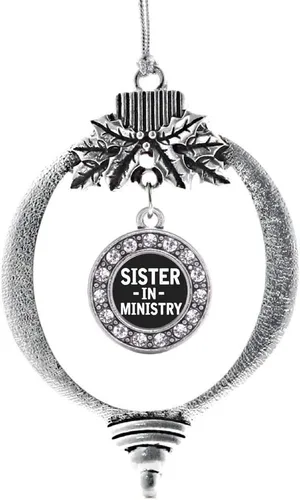 Vista 97 de Inspired Silver - Adorno con dije de cara de carlino - Adornos navideños de círculo de plata con joyas de circonita cúbica