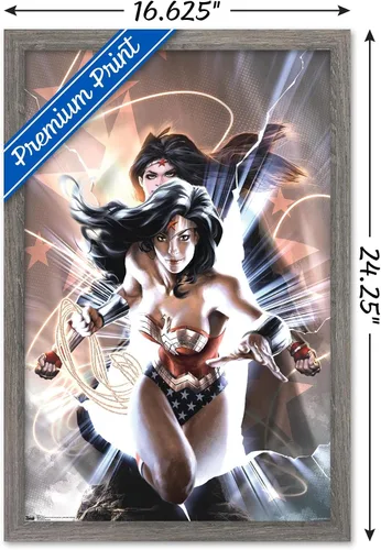 Vista 3 de Trends International DC Comics - Póster de pared de la Mujer Maravilla, 14.725 x 22.375 pulgadas, versión enmarcada de madera de granero