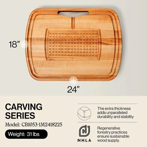 Vista 2 de John Boos Carving Series Tabla de cortar rectangular de madera de arce