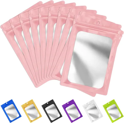 Vista 17 de FUNFERY - Paquete de 100 bolsas resellables de Mylar con ventana transparente esmerilada, bolsa con cremallera a prueba de olores