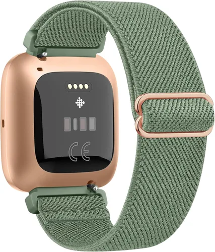 Vista 5 de AK Banda elástica compatible con Fitbit Versa 2 y Versa para mujeres y hombres, correas de nailon elásticas suaves ajustables para reloj inteligente