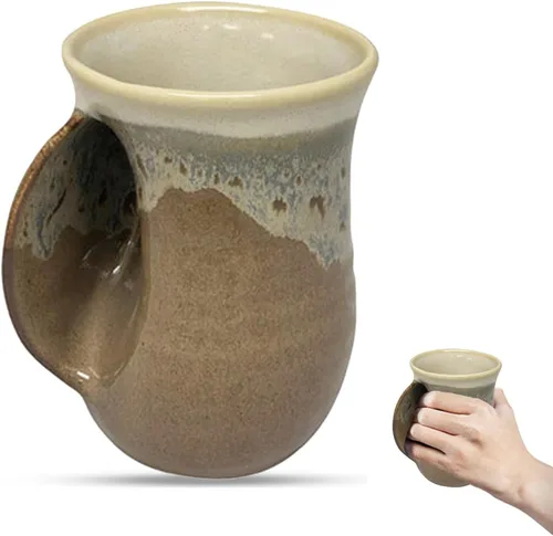 Vista 29 de Clay in Motion - Taza calentadora de manos para diestros, diseño Ocean Tide Marea del Océano