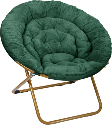 Vista 13 de Flash Furniture Gwen - Silla plegable de gran tamaño con otomana, silla lunar de piel sintética, marco de acero duradero, para dormitorio