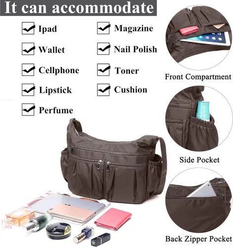 Vista 5 de VOLGANIK ROCK Bolsos cruzados para mujeres, bolsos de hombro, ligeros, impermeables, de nylon, bolsa de viaje para damas, carteras