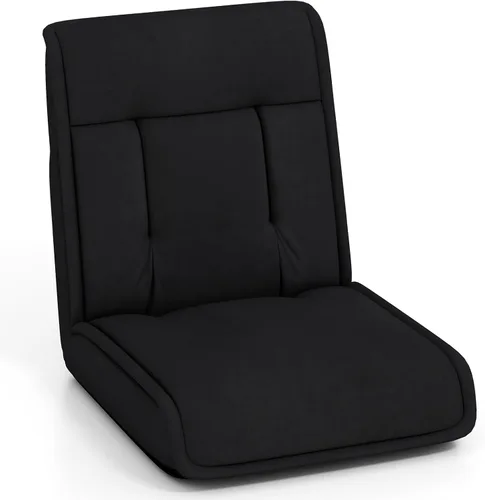 Vista 10 de COSTWAY Silla plegable de suelo, sofá convertible con respaldo ajustable de 14 posiciones, reposacabezas ajustable de 5 posiciones, silla acolchada