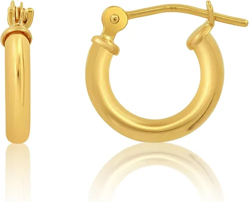 Vista 28 de Solid 10K or 14K Gold 12MM to 50MM Hoop Earrings for Women 10K oro blanco