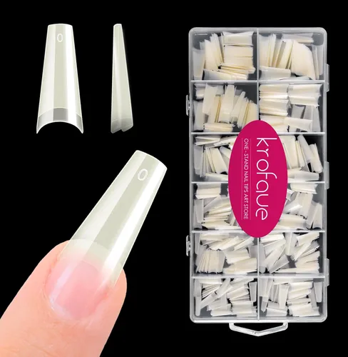 Vista 10 de krofaue Duck Nail Tips - Clear Flexible Gel Curved Nail Tips Media cubierta de pato transparente