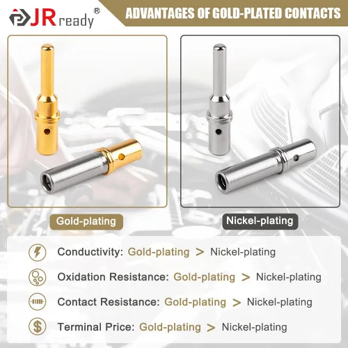 Vista 4 de JRready ST6356-12 Deutsch Conectores y enchufes chapados en oro tamaño 12, terminales de barril cerrados Calibre de alambre 12-16, 20 pares macho