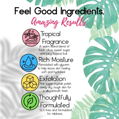 Vista 4 de Primal Elements Exfoliante de azúcar, látigo de azúcar exfoliante, limpiador corporal e hidratante - Aloha, paquete de 10 onzas